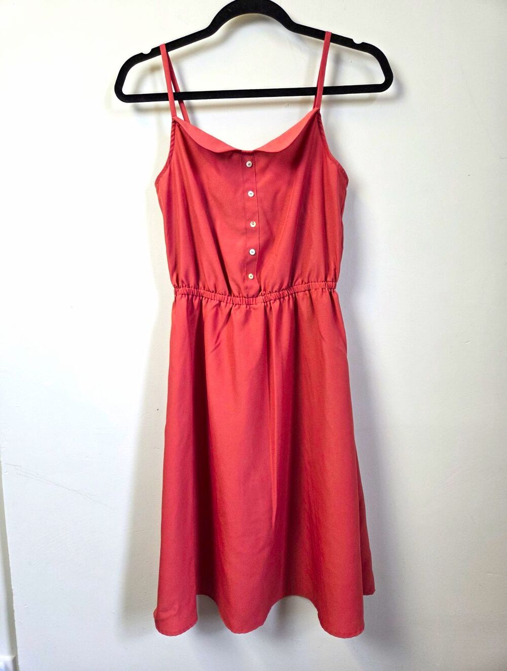 Kardashian Kollection Women's XS Pink Woven Midi Sundress Scoop Neck Button